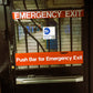 MTA station sticker from skell city, attached to emergency exit door.