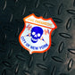 NYC skell city EMS Paramedic patch reflective sticker on steel grid background