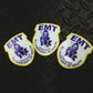 New Jersey EMT patch Reflective Helmet Stickers against Black gridiron background.