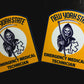 NYS EMT Patch glossy stickers from skell city, against a black background.