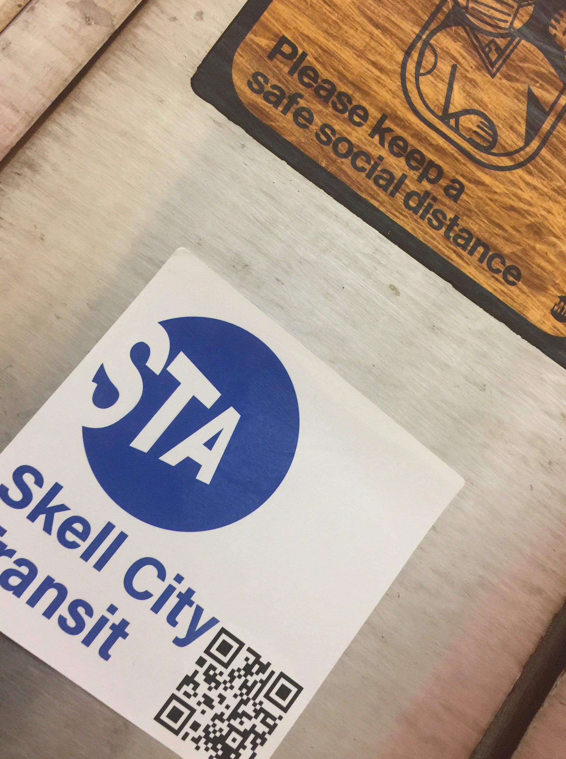 MTA skell city station sticker on sliding gap car doors. 